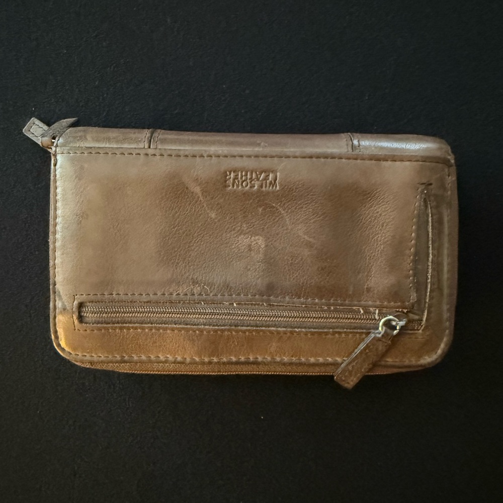 Brown WILSON Leather Wallet Checkbook Address Book Organizer